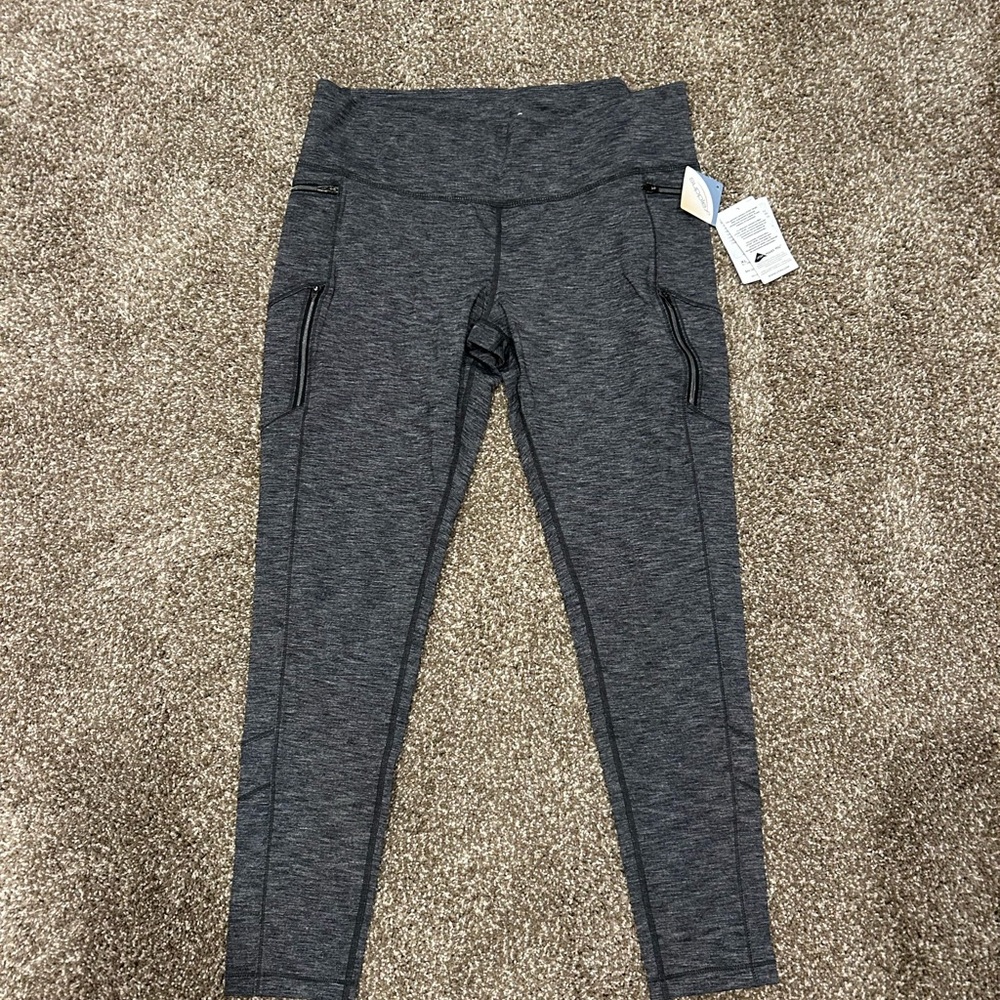Athleta Gray Athletic Leggings with Zipper Pockets